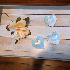 Heart-Shaped Blue and White Trinket Dishes